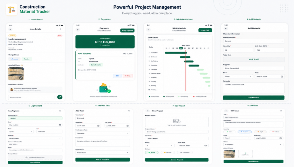 construction material tracker app